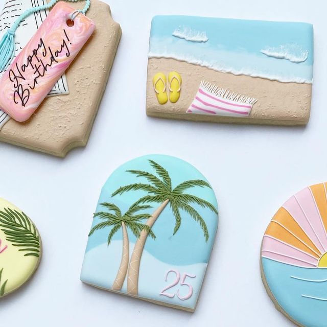 Vibrant Tropical-Themed Cookies Capturing Coastal Summer Vibes