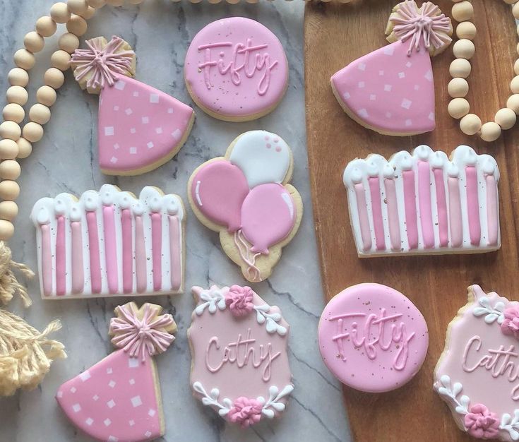 Delightful Pink-Themed Cookie Designs for Festive Celebrations.