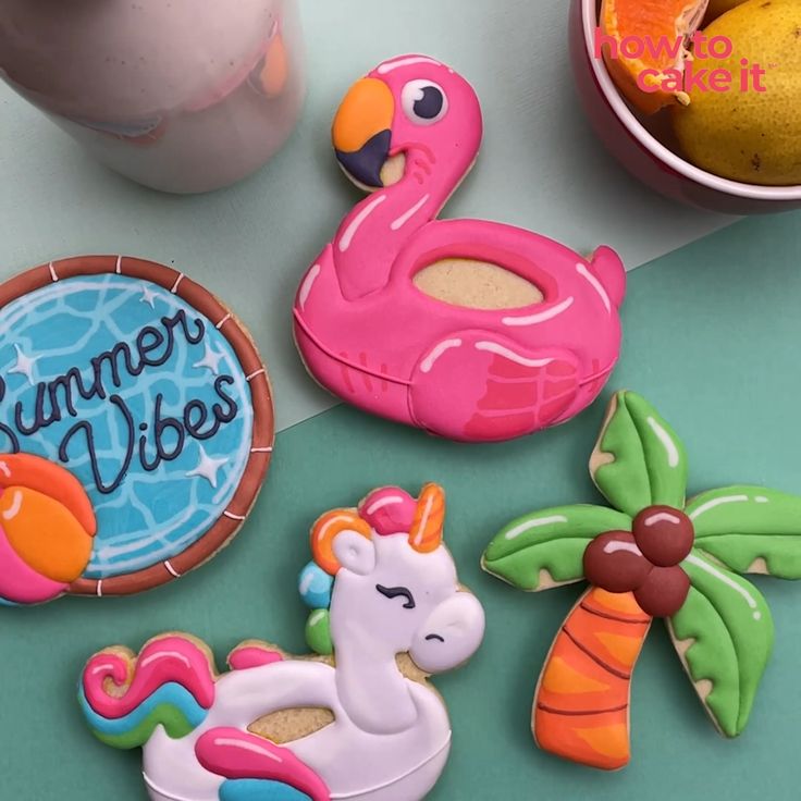 Vibrant Summer-Themed Cookies Showcase Playful Designs and Colors.