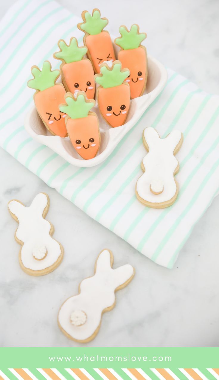 Charming Easter Treat: Colorful Carrot and Bunny-Shaped Cookie Arrangement