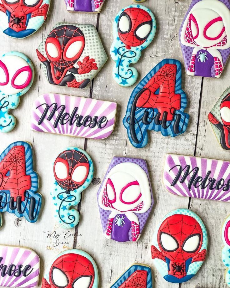 Vibrant Spider-Themed Cookie Designs Bring Fun and Festivity to Celebrations.