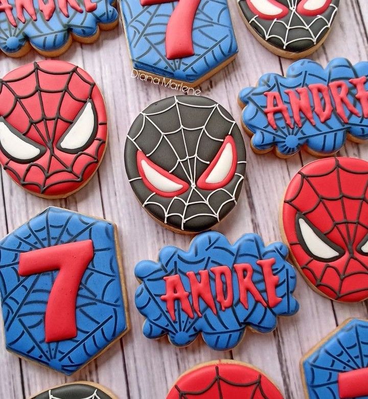 Vibrant Spider-Man Themed Cookies for Festive Celebrations.