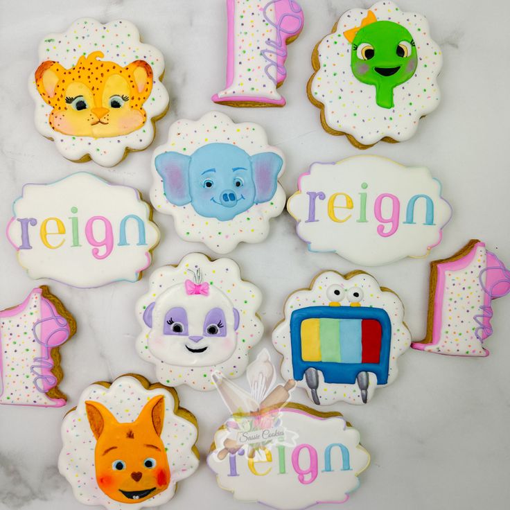 Playful and Colorful Decorated Cookies for Festive Celebrations.