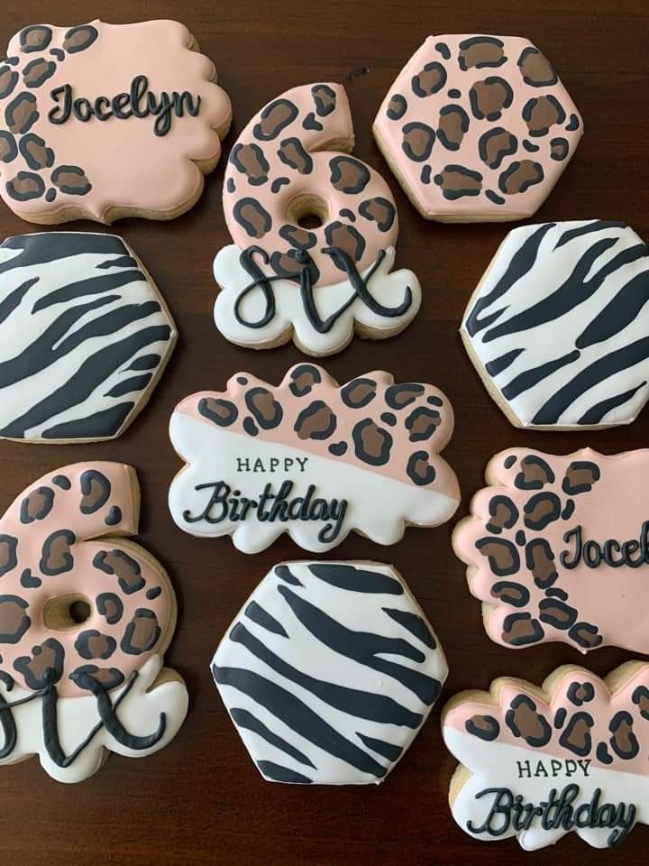 Trendy Decoratively Designed Leopard and Zebra Print Cookies for Birthday Celebrations