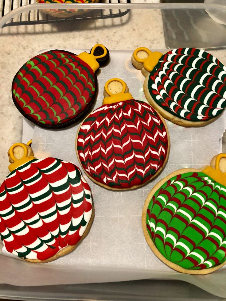 Vibrantly Designed Cookie Ornaments with Festive Colors and Charming Caps.