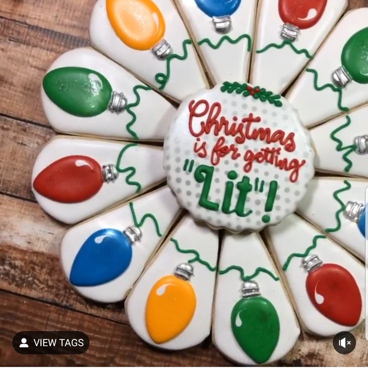 Festive Circular Arrangement of Vibrantly Iced Christmas Cookies