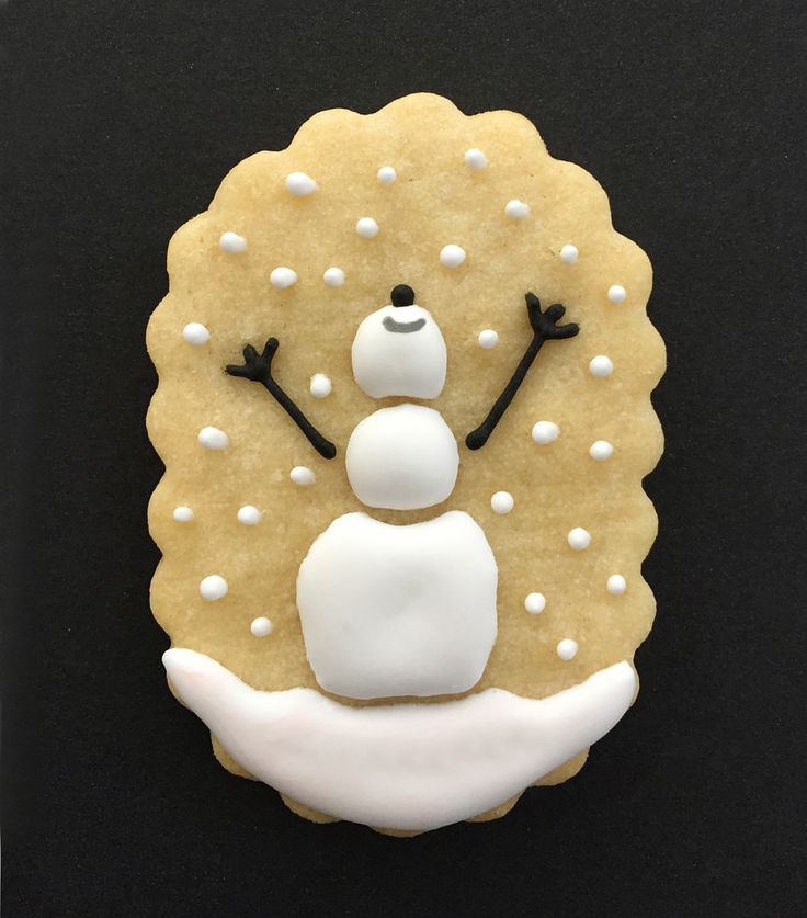 Whimsical Snowman Cookie Design with Frosting and Sugar Pearls