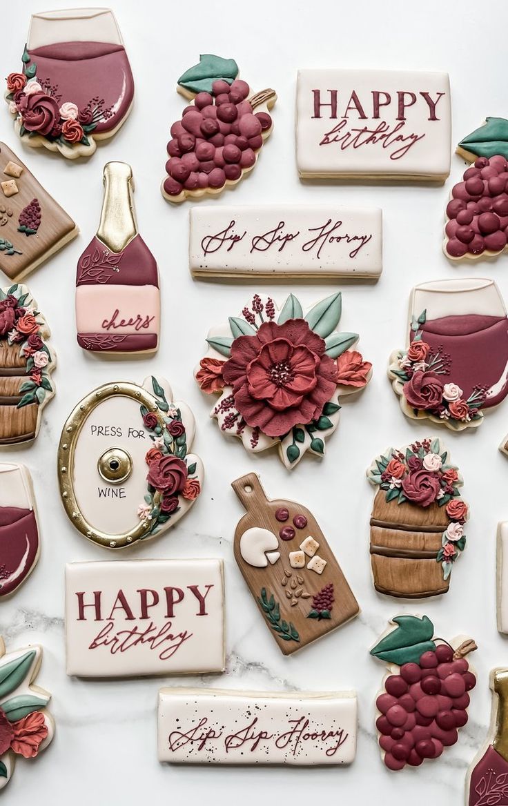 Wine-Themed Decorated Cookies: A Festive Delight for Celebrations.