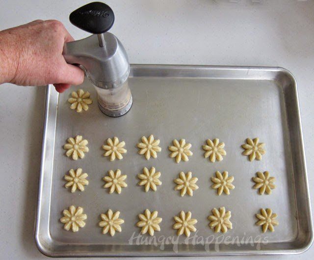 Whimsical Floral Cookies Created with a Cookie Press