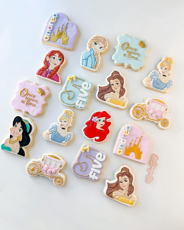 Fairytale-Inspired Colorful Cookie Decorations: Whimsical Princess Designs for Themed Events.