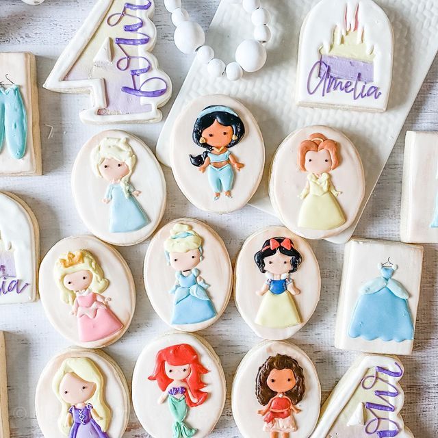 Whimsical Princess-Themed Decorated Cookies Inspiring Vibrant Nail Art Concepts