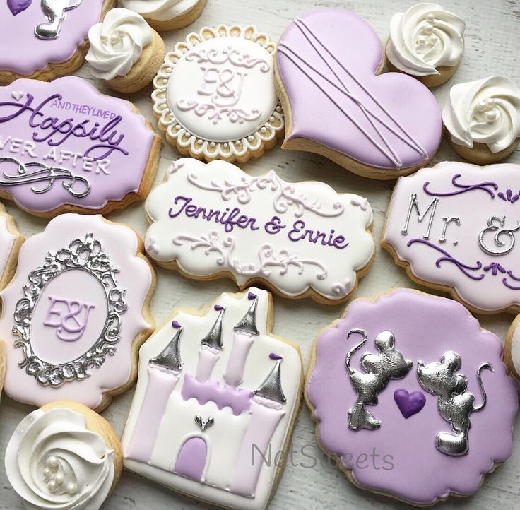 Whimsical Lavender and White Decorative Cookies for Celebratory Events.