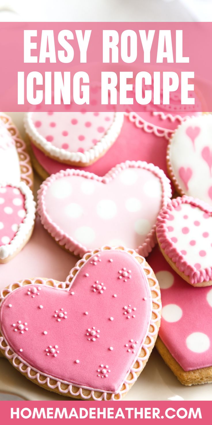 Charming Heart-Shaped Cookies Adorned in Pink and White for Celebrations