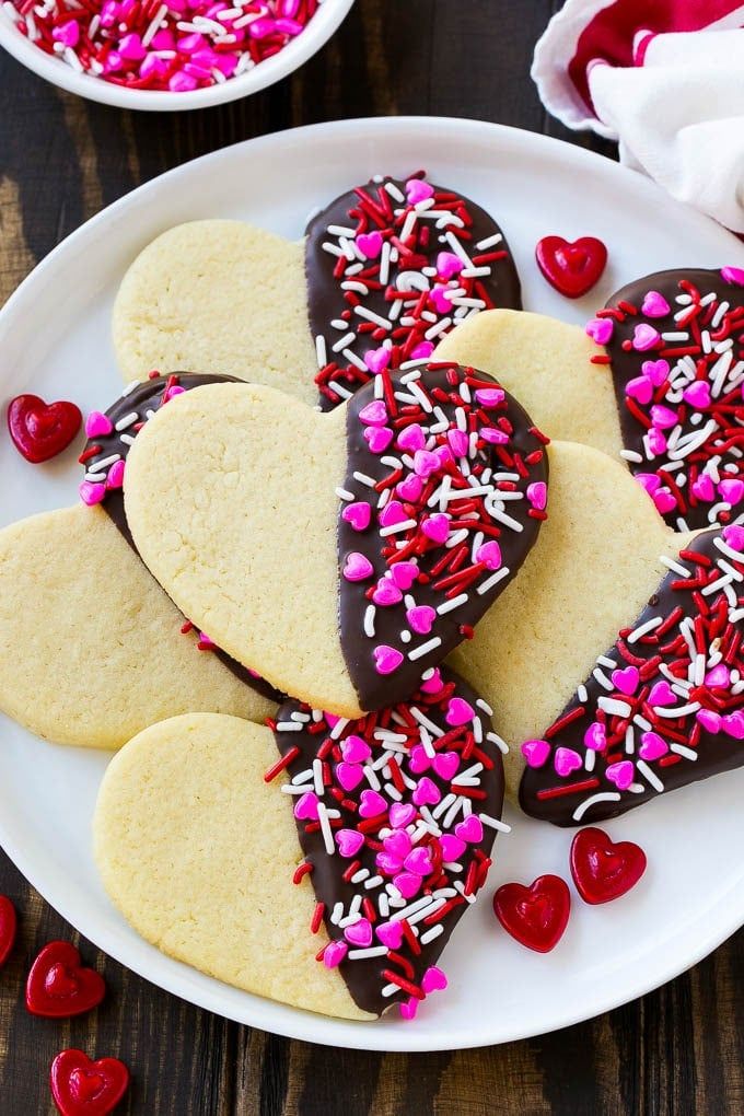 Festive Heart-Shaped Cookies: A Delightful Treat of Chocolate and Sprinkles Perfect for Any Celebration.