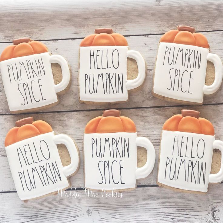 Cozy Autumn-Inspired Cookies with Pumpkin Spice Mugs and Hand-Painted Lettering.