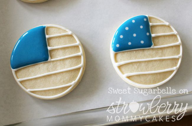 Two-Tone Blue and White Polka Dot Sugar Cookies with Intricate Piping