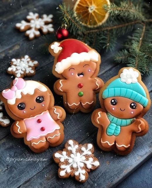 Whimsical Holiday Gingerbread Cookies Decorated with Cheerful Faces and Festive Accents