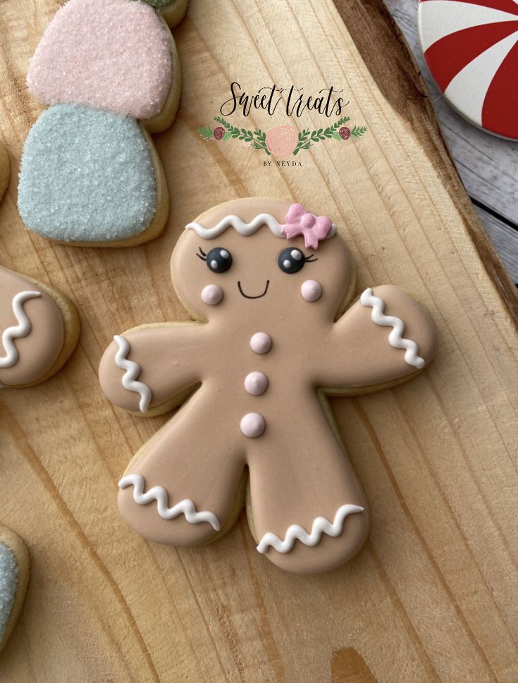 Charming Gingerbread Cookie Design with Happy Face and Festive Decor