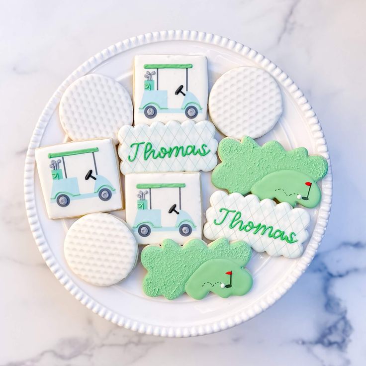 Vibrantly Designed Golf-Themed Cookies for Celebrations or Birthdays.