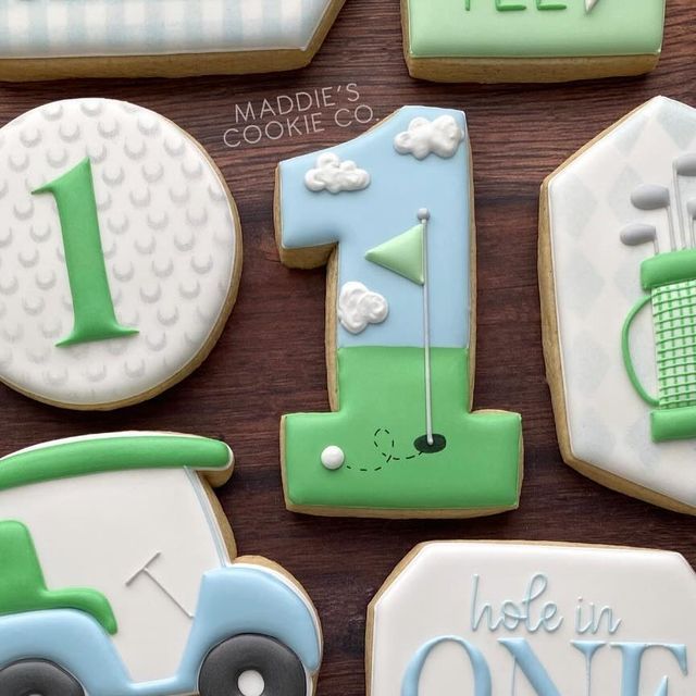 Playful Golf-Themed Colorful Cookie Designs for Birthday Celebrations