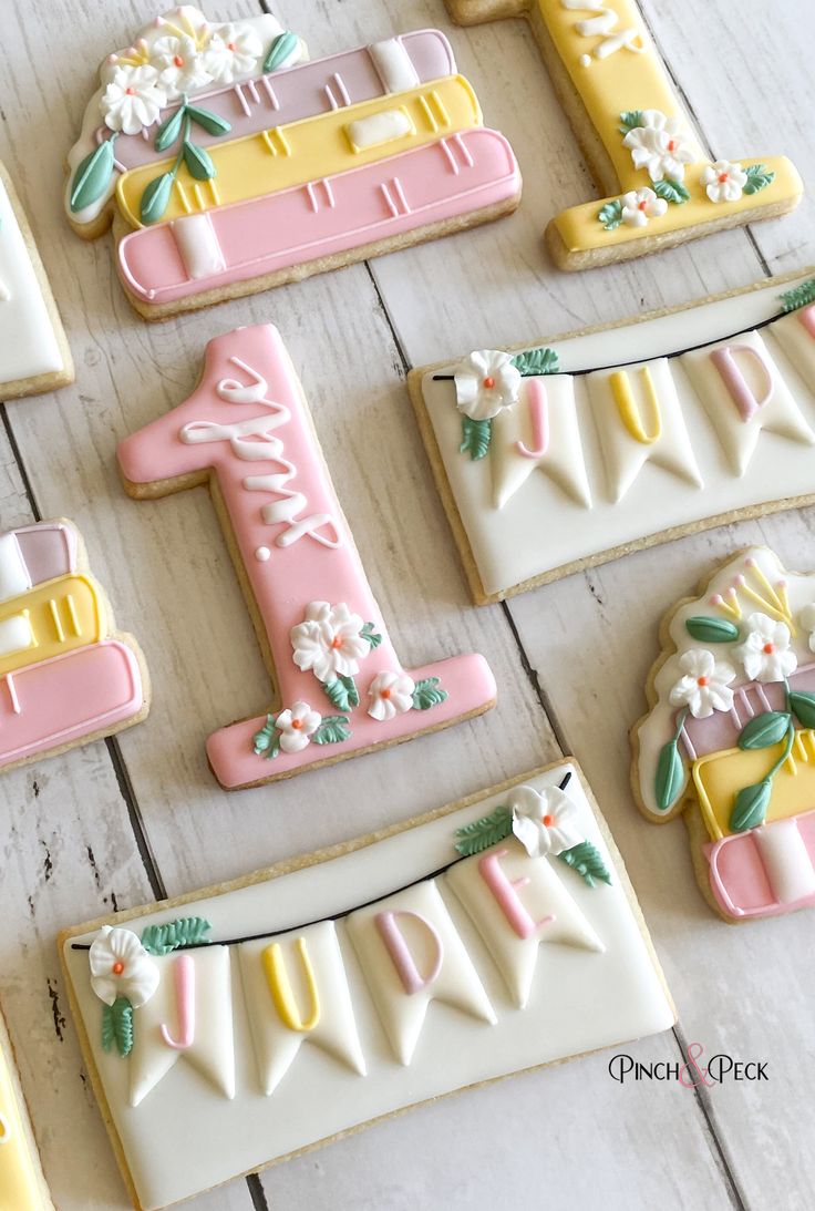 Whimsical Decorated Cookies with Floral Accents Perfect for Celebrations