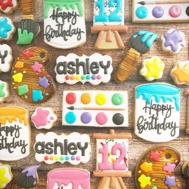 Festive Colorful Cookies: Artistic Delights for a Joyful Birthday Celebration.