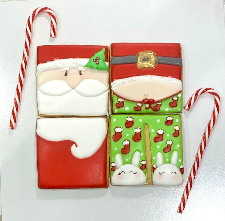 Joyful Santa Claus Cookie Design with Festive Colors and Whimsical Accents.