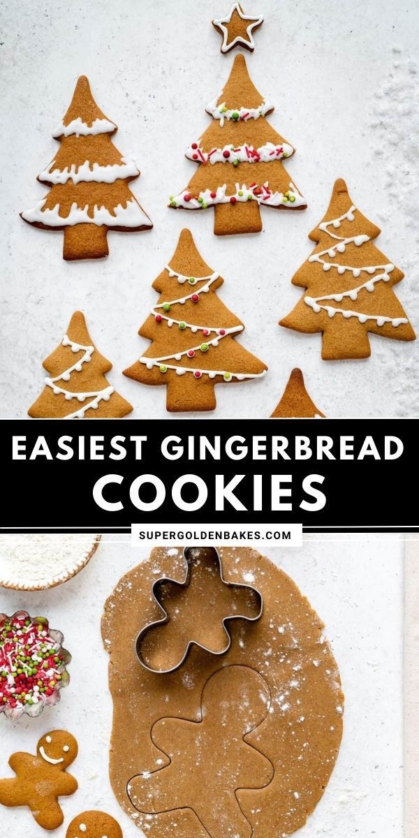 Festive Gingerbread Cookie Designs: Delightful Tree and Star Shapes Adorned with Colorful Decorations.