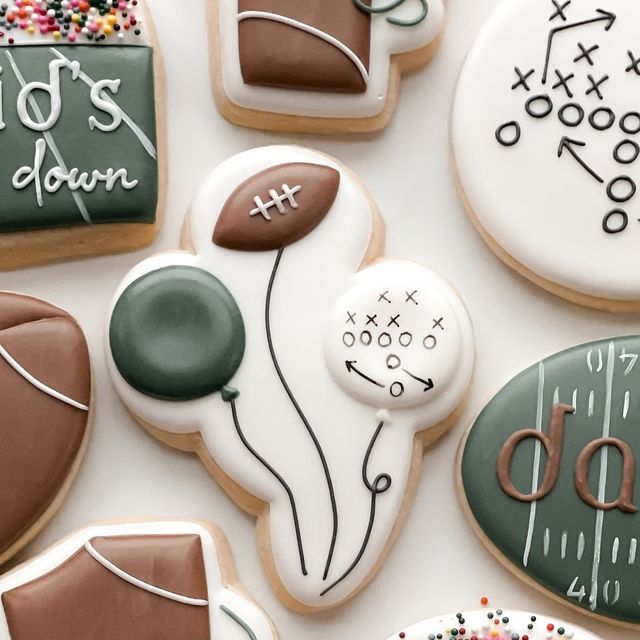 Sporty Football-Themed Decorative Cookies for Game-Day Celebrations