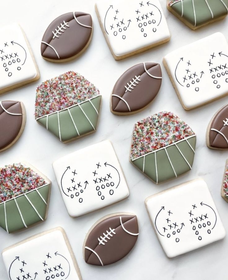 Playful Football-Themed Cookies Perfect for Game Day Celebrations.