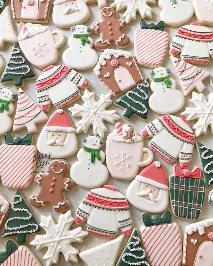 Cheerful Holiday-Themed Festive Cookie Designs with Whimsical Shapes and Colors.