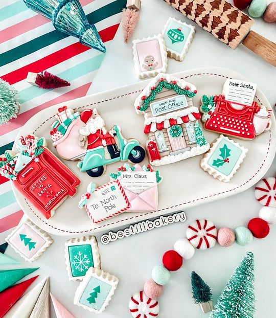 Whimsical Festive Cookie Platter with Colorful Holiday Designs