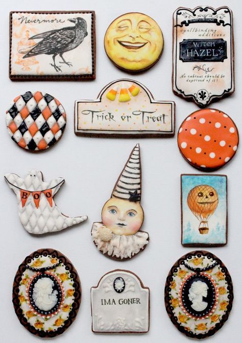 Halloween-Themed Whimsical Cookie Designs Featuring Playful Elements and Vibrant Colors.