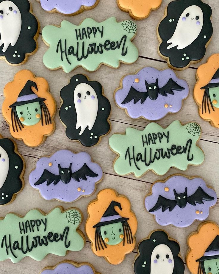 Whimsical Halloween Cookies Inspire Festive Nail Art with Playful and Spooky Designs.