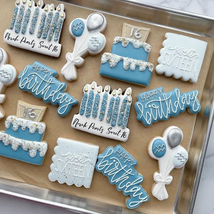 Blue Birthday Cookies Decorated