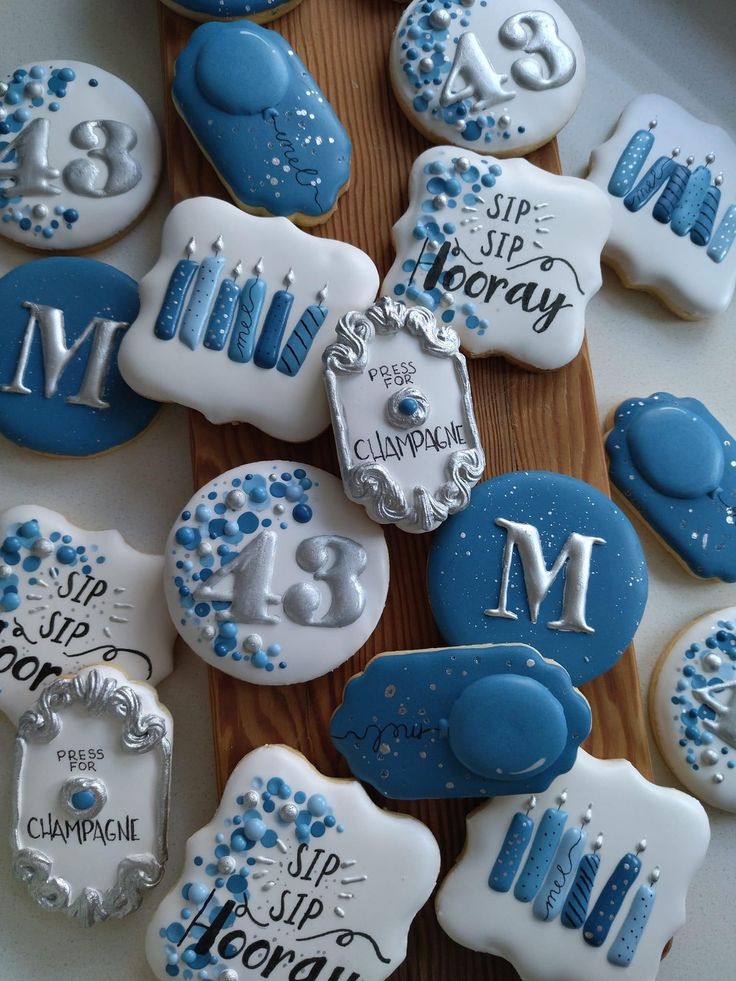 Elegant Blue and White Decorative Cookies for Special Occasions