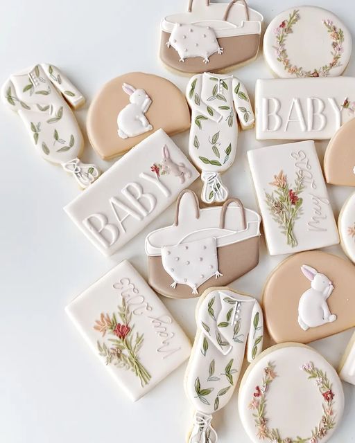 Charming Decorated Cookies with Intricate Designs Perfect for Baby Showers and Celebrations