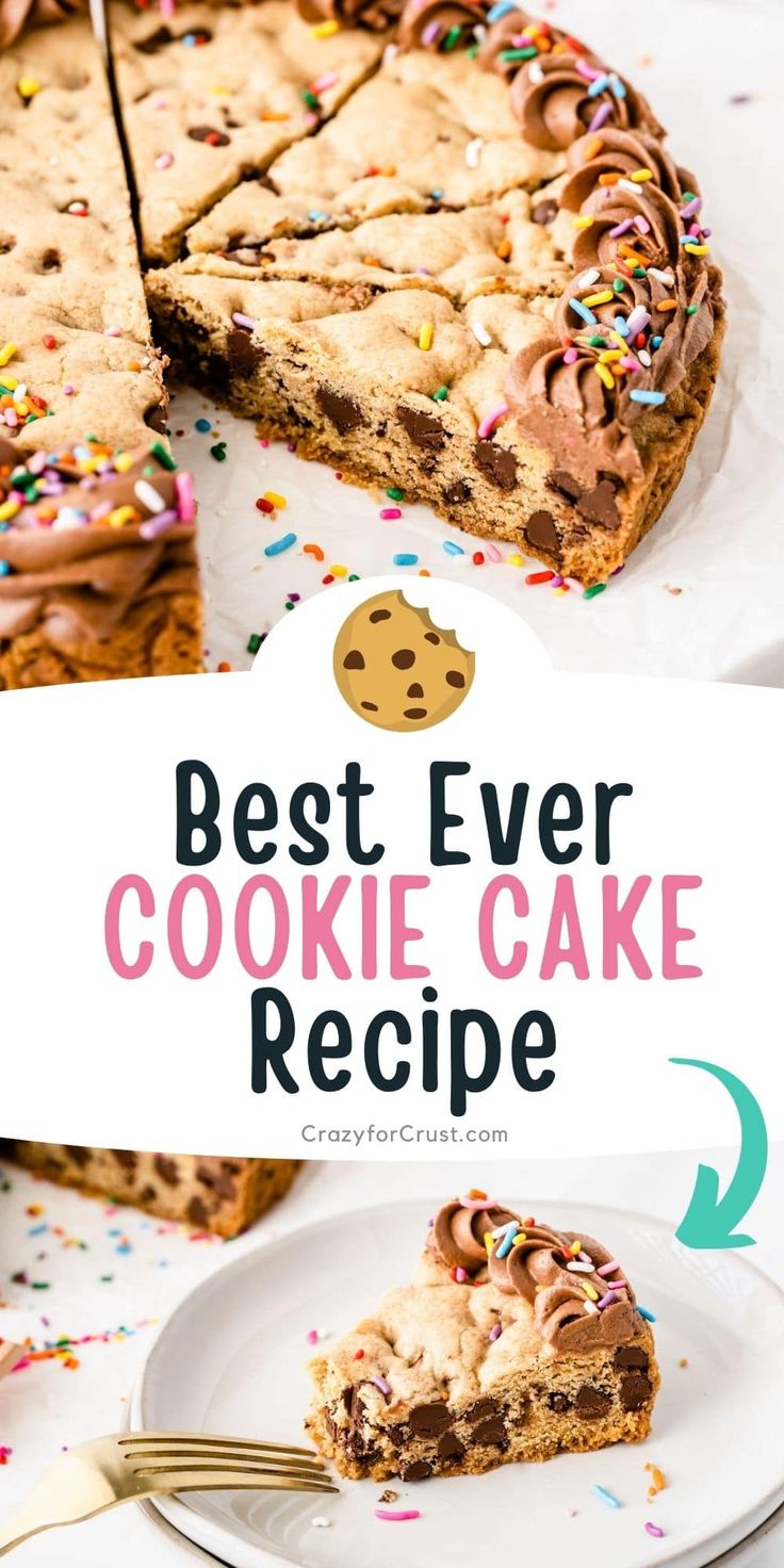 Irresistible Cookie Cake: A Decadent Treat with Chocolate Frosting and Colorful Sprinkles