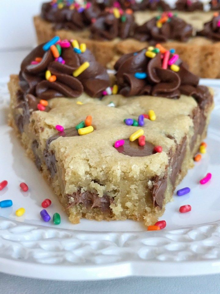 Festive Chocolate Chip Dessert Slice with Frosting and Sprinkles