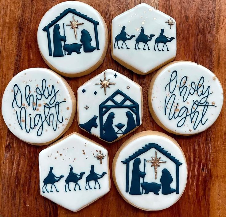 Festive Nativity Scene Cookies Showcase Intricate Holiday Spirit Designs.