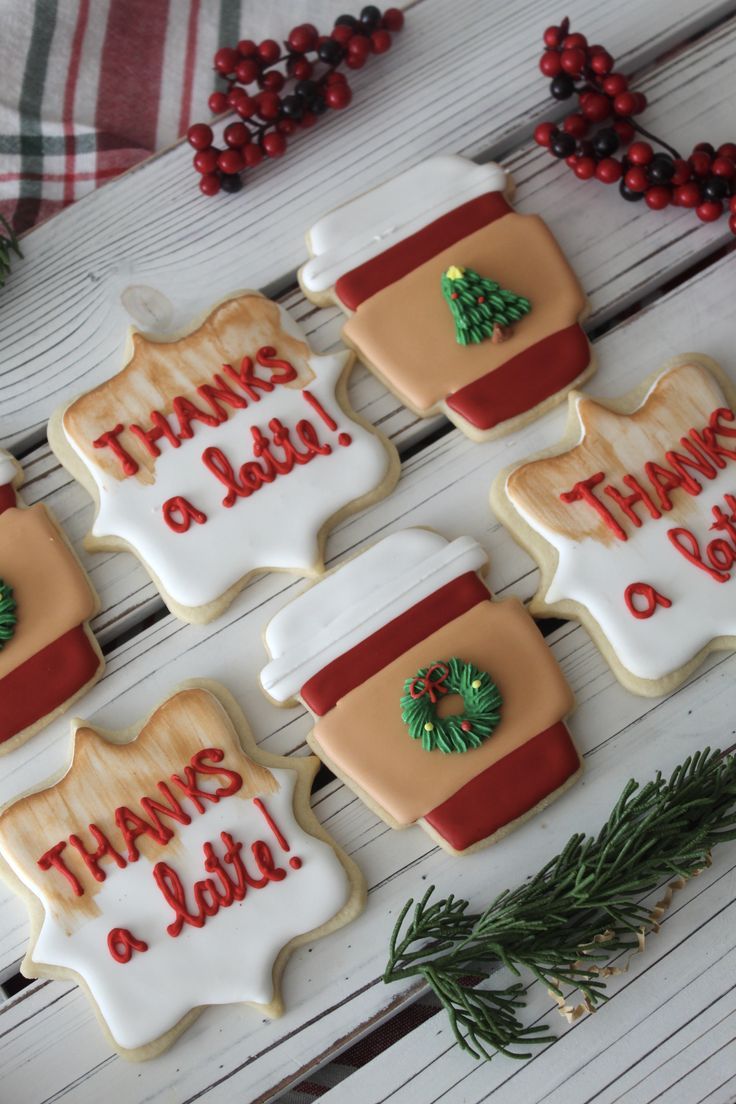 Charming Holiday Cookies with Whimsical Designs on Rustic Wood