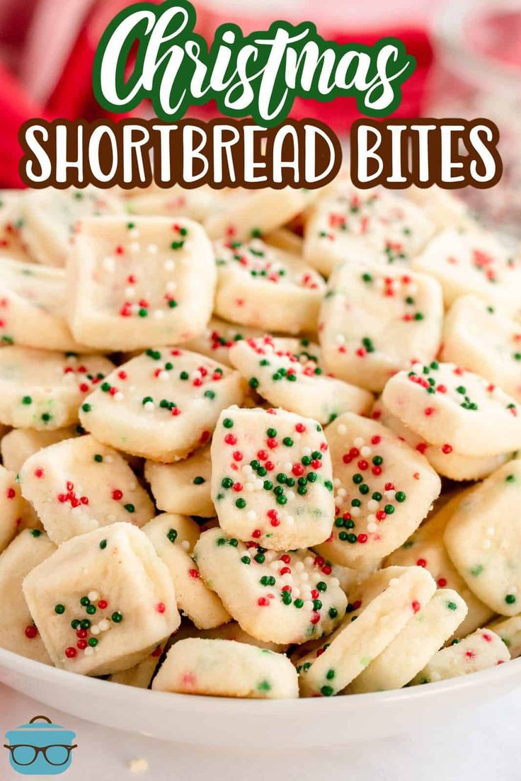 Festively Decorated Colorful Shortbread Bites: Irresistible Holiday Treats with Buttery Flavor and Melt-in-Your-Mouth Texture.