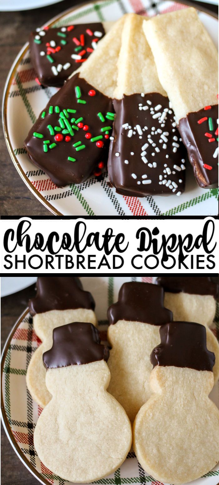 Festive Decorative Shortbread Cookies with Chocolate Dip for Holiday Celebrations.