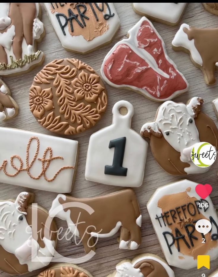 Playful Farm-Themed Decorative Cookies with Intricate Icing and Warm Colors for Festive Celebrations.