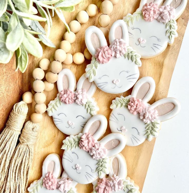 Whimsical Bunny-Shaped Cookies with Floral Accents Inspire Playful Spring Celebrations and Nail Designs.