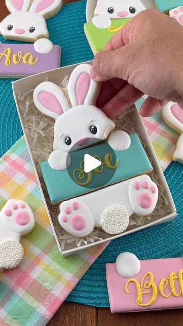 Whimsical Bunny-Shaped Cookies in Pastel Hues for Springtime Celebrations.