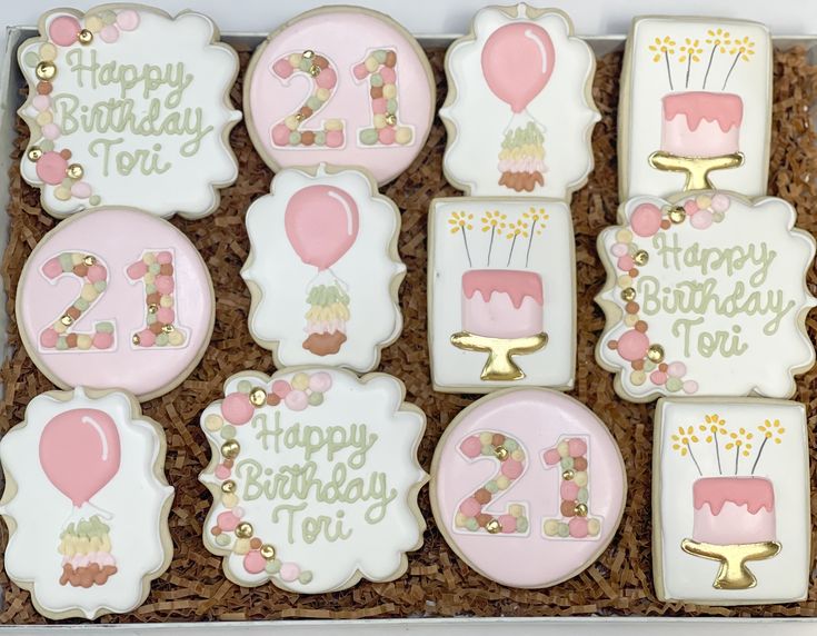 Whimsical Birthday Cookies in Soft Pastels with Playful Designs