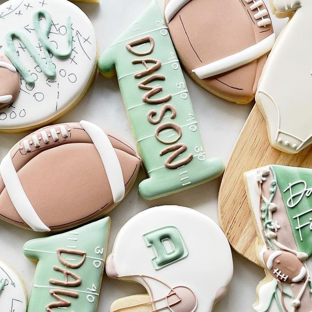 Playful Sports-Themed Decorative Cookies for Celebrations