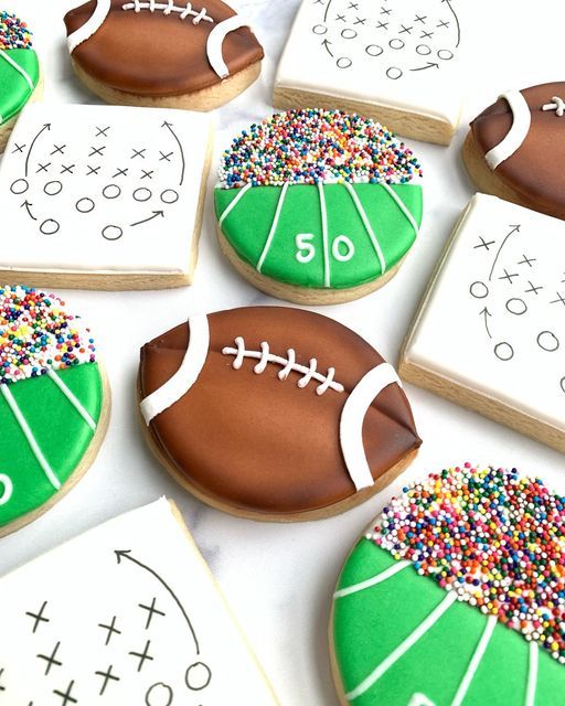 Vibrantly Decorated Football-Themed Cookies for Celebrations