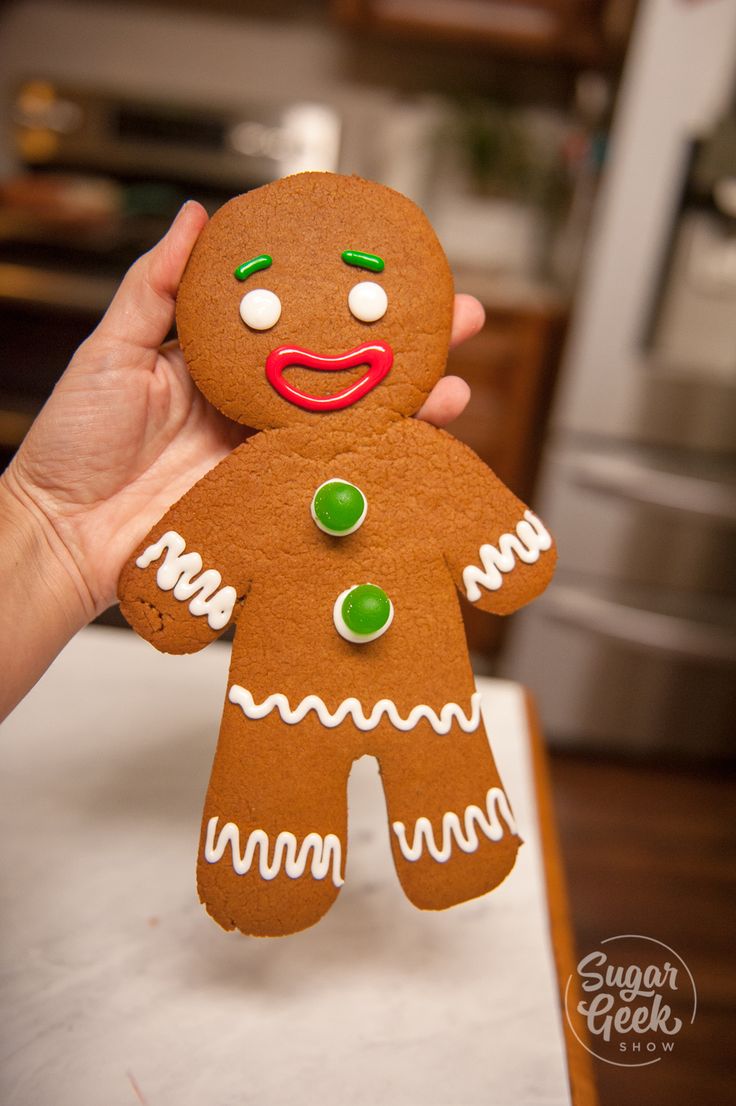 Playfully Decorated Gingerbread Cookie: A Festive Delight for Holiday Celebrations.